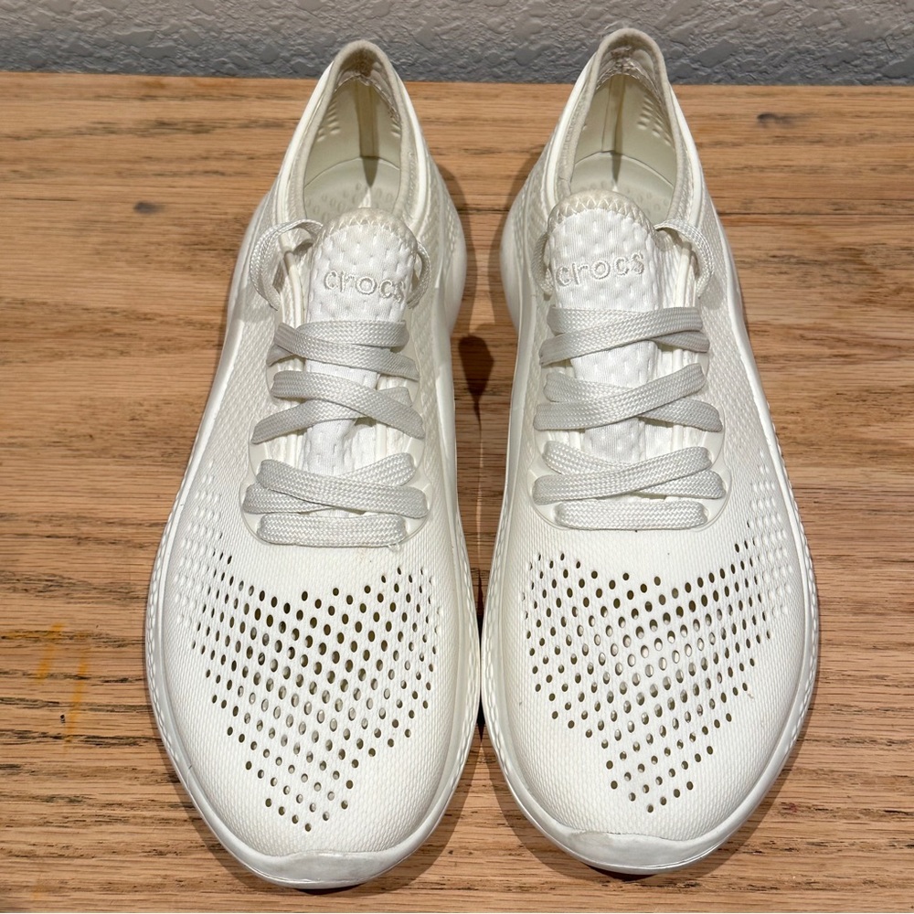 CROCS LiteRide Pacer Women's Lace Up Sneakers‎ Size 9 White - Picture 6 of 10